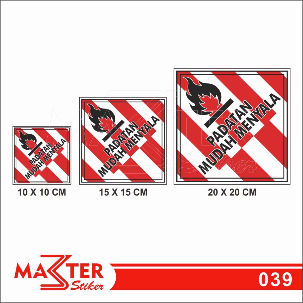 

039 - Stiker Padatan Mudah Menyala, Simbol Limbah B3, Sticker Vinyl, Tahan Air, Murah, Bisa Custom