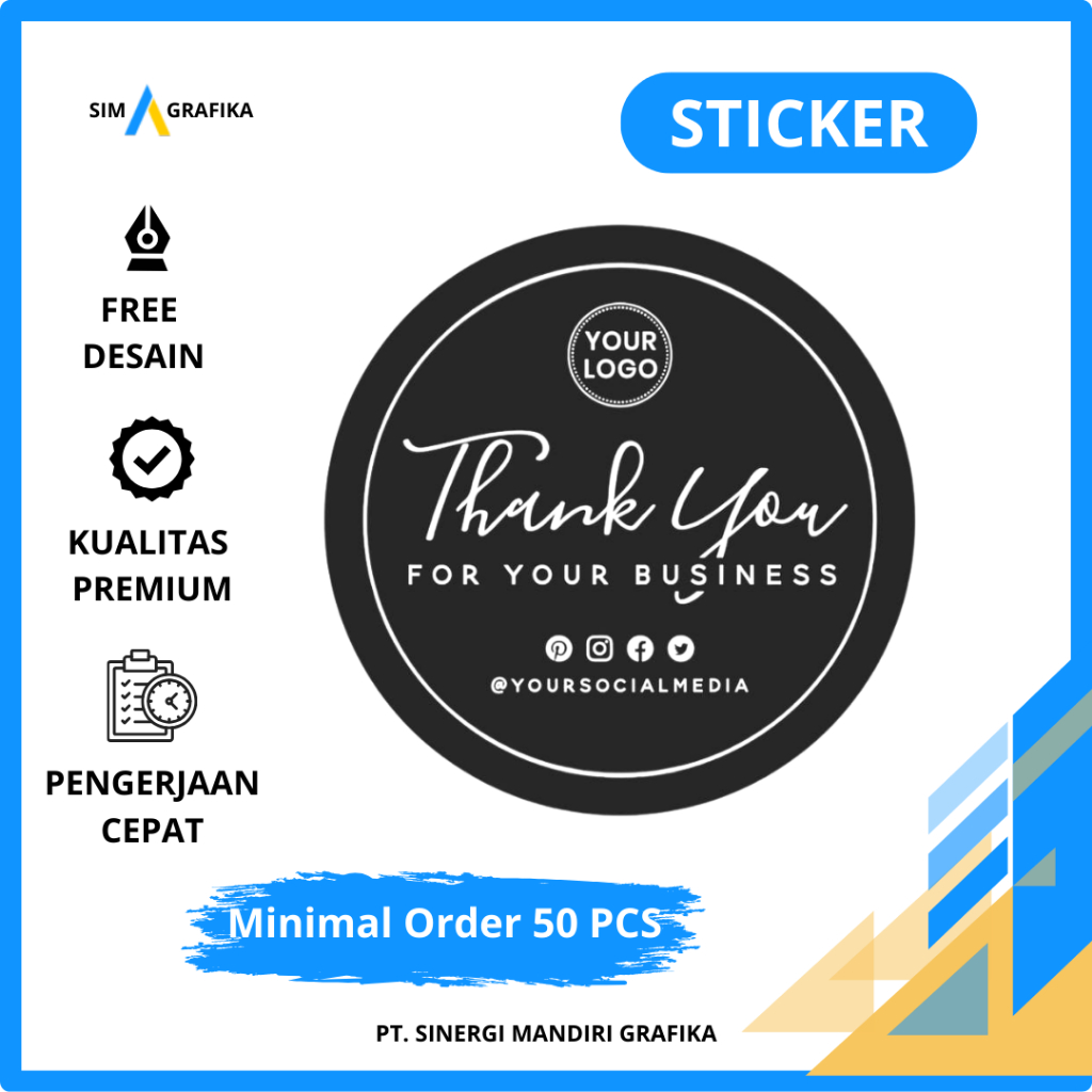 

Sticker Premium Bahan sticker finil Ukuran 10x5, 10x10 cm - CUSTOM FREE DESAIN