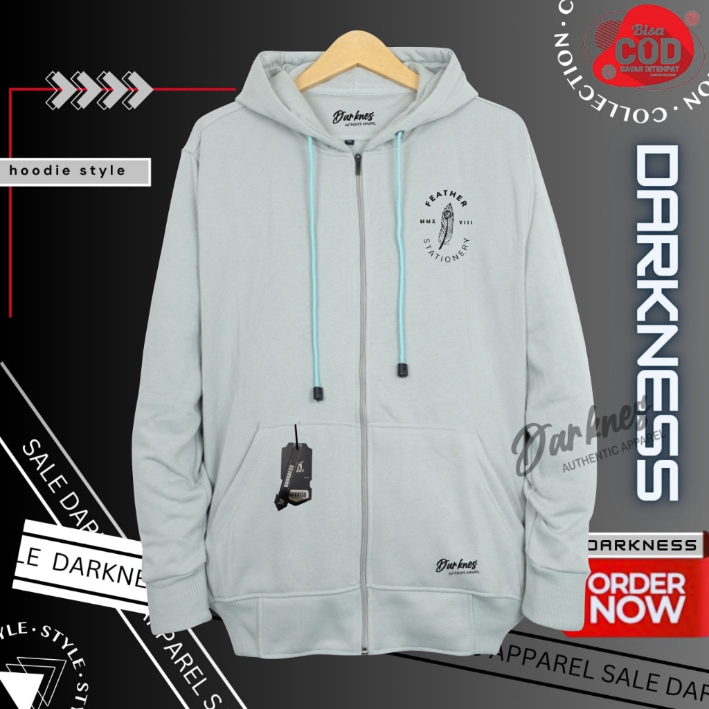 Sweater Hoodie Sweater Distro Zipper Polos Hoodie Pria Resleting Jumbo Sablon FEATHER STATIONERY Jac