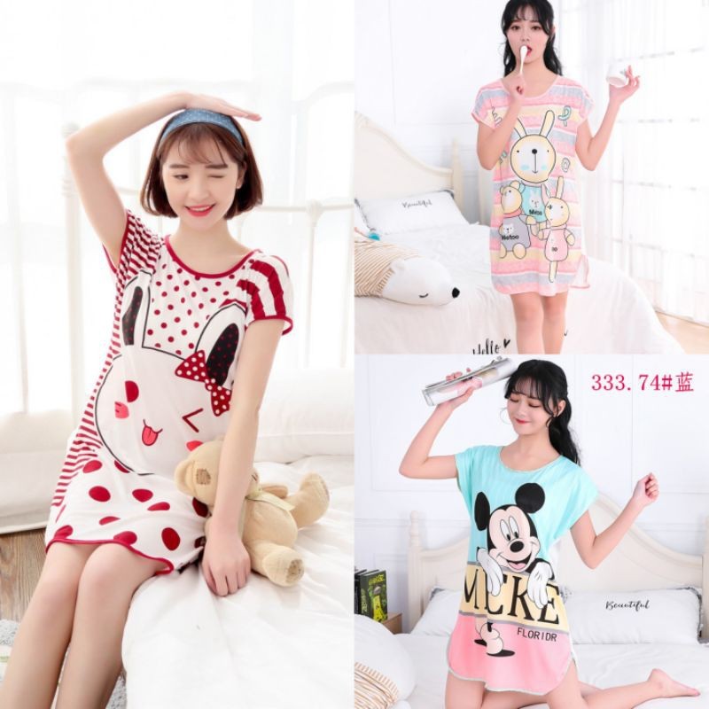 Baju Tidur Daster Wanita Dewasa Piyama Baju Tidur Import Spandek Korea Motif All Size