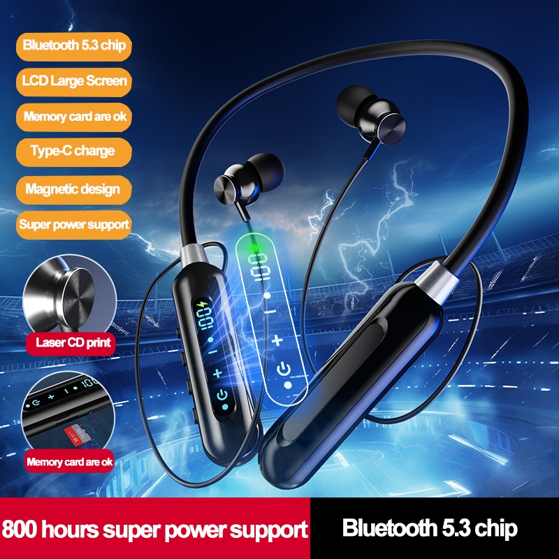 Headset Bluetooth Baru, Headset Olahraga Magnetik, Earbud TWS Nirkabel, Mendukung Kartu SD dengan Mi