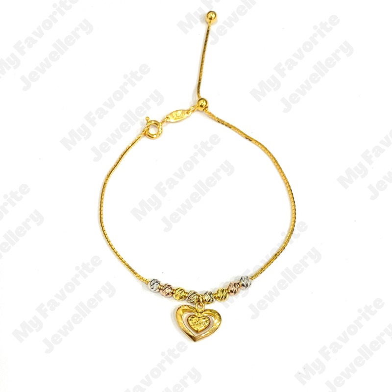 Gelang Serut Bola Variasi Love Emas Asli Kadar 700