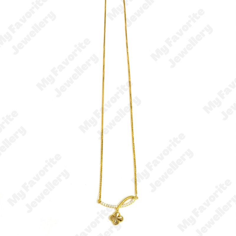 Kalung Serut Smile Variasi Clover Emas Asli Kadar 700