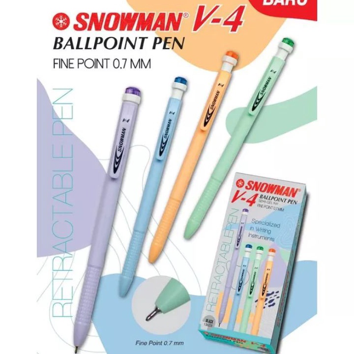 

KF7 Pulpen Snowman V4 Semi Gel Retractable pen 7mm 1pak12pcs