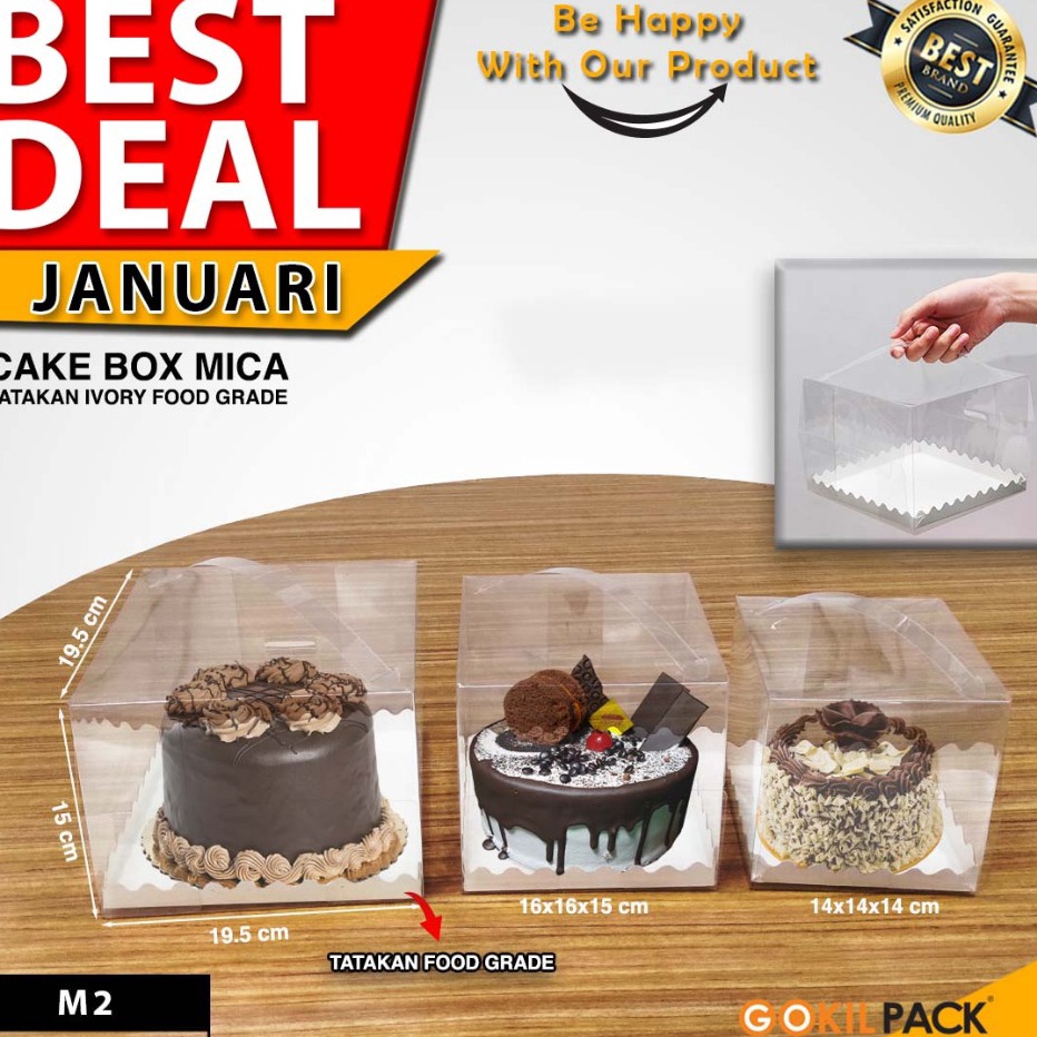 

HJ6 Box Cake Kotak Kue Mika Transparan Kotak Mika Kue Bening M2