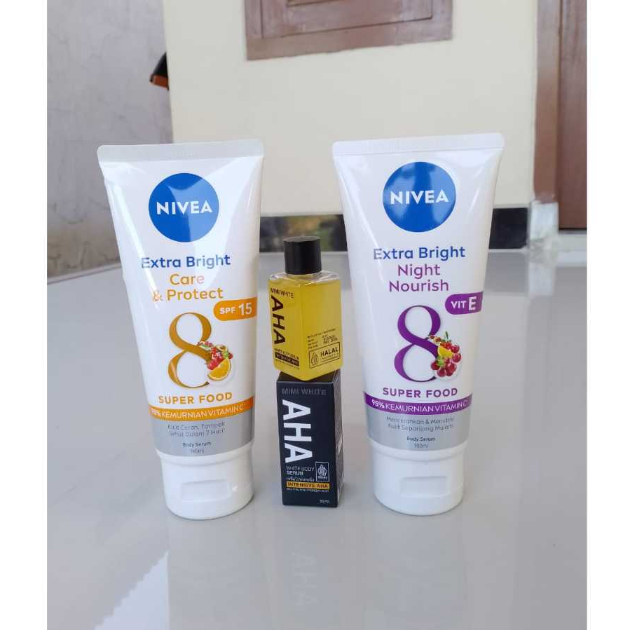 ( Kemasan Baru ) Paket Pemutih Badan Ampuh BPOM Nivea Body Serum Night Nourish 180ml | Nivea Body Se