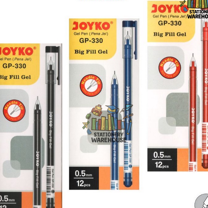 

KI3 Gel Pen Pulpen Pena Joyko GP33 Big Fill Gel 5 mm 1 Box 12 PCS