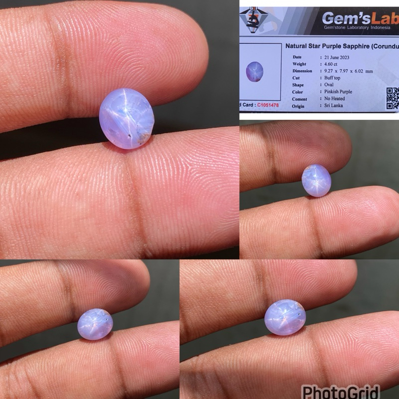 Natural purple Star sapphire ceylon srilanka batu purple safir selon srilangka CT 4.60