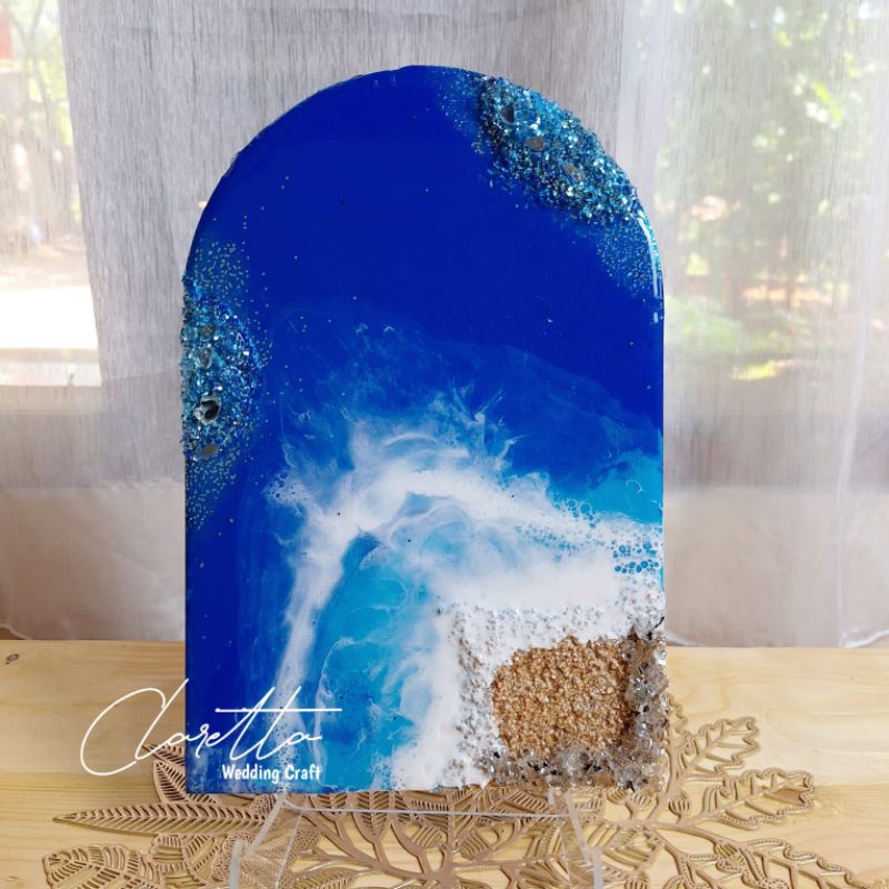 dekorasi Resin mahar resin full frame tema laut sea pantai custom