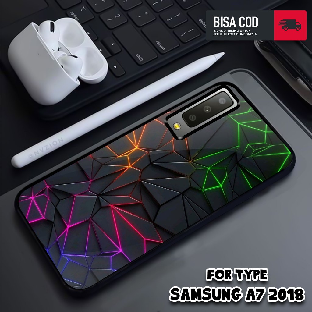 Case SAMSUNG A7 2018 - Casing SAMSUNG A7 2018 - MOTIF ABSTRAK - Hardcase Premium Glossy - Casing - S