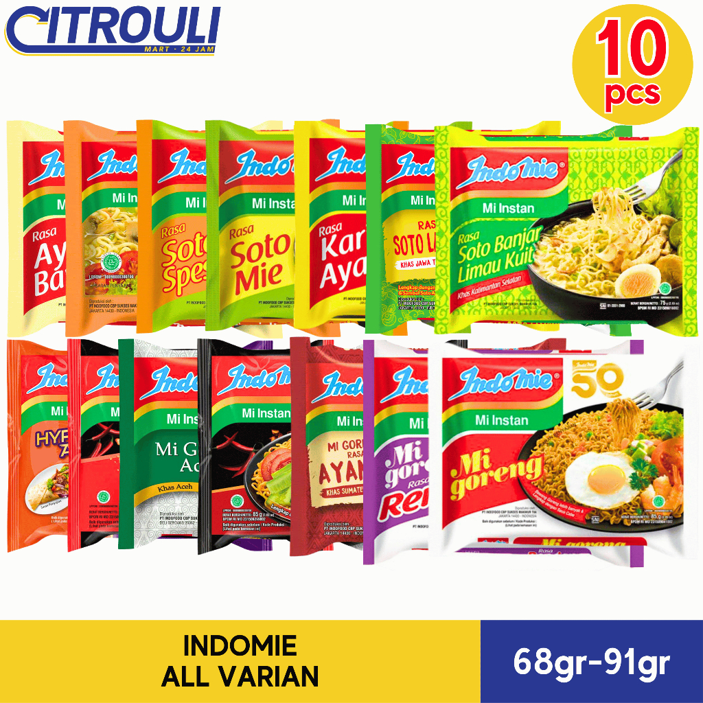 

(ISI 10pcs) INDOMIE GORENG / KUAH SEMUA RASA (BISA MIX VARIAN)