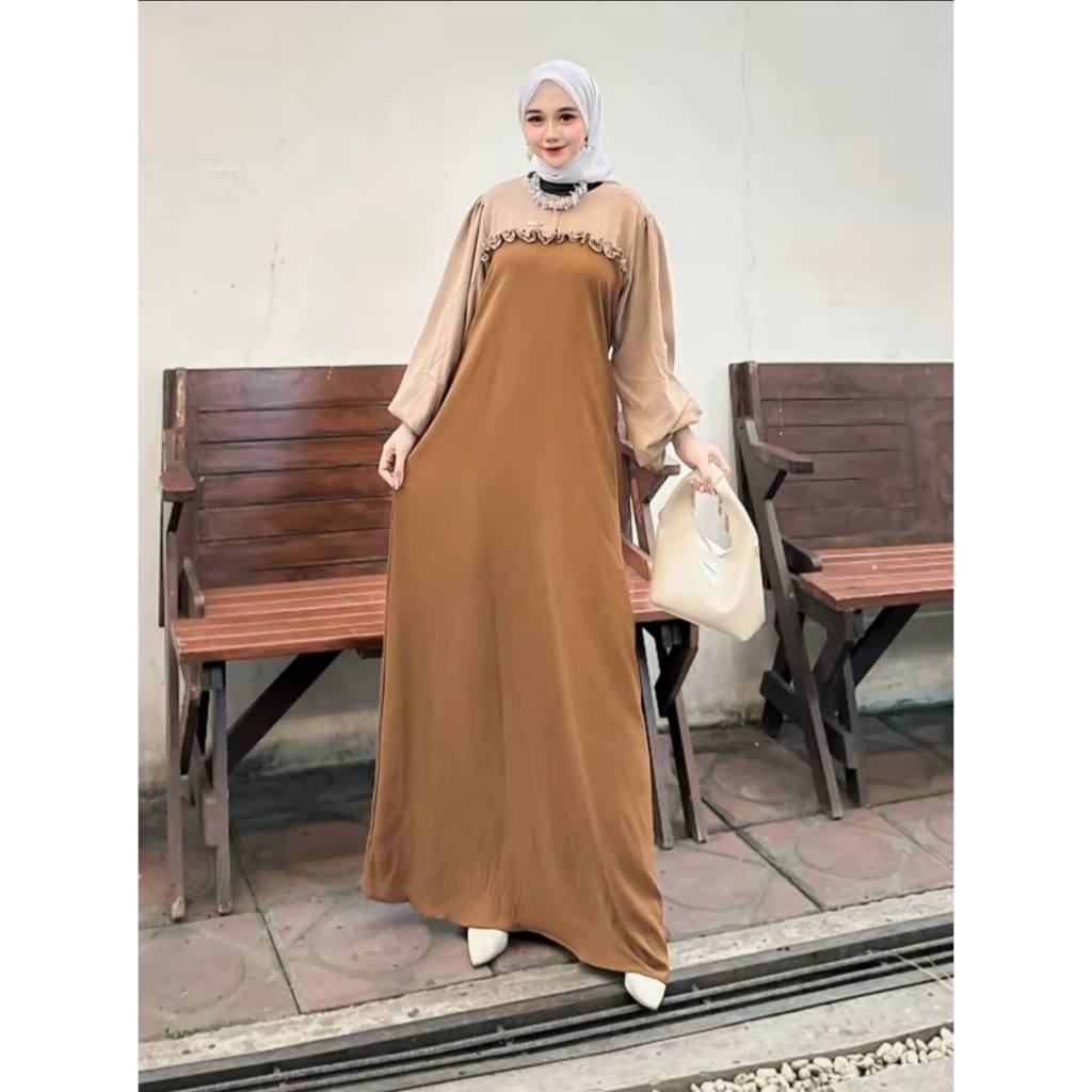ZETERINDO - PAKAIAN DRESS WANITA CHAL / ASYIFA GAMIS CRINCLE PREMIUM / GAMIS KOMBINASI / FASHION MUS