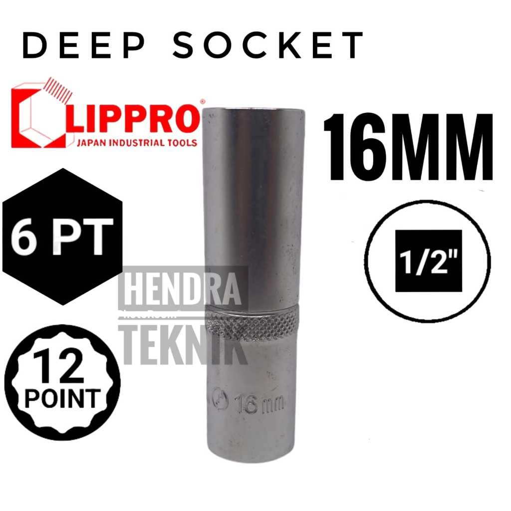 MATA SOCK CHROME PANJANG 16MM KUNCI SOK ECERAN 16 MM MATA SOK DEEP SOCKET CHROME VANADIUM