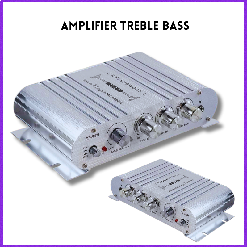 COD CLAITE HiFi Stereo Amplifier Treble Bass Booster ST-838 / ampli mini 12v full bass blutut subwoo