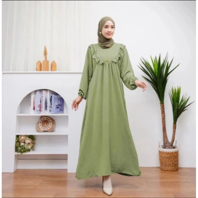 (FREE ONGKIR)Gamis Wanita Salsa Dress Maxy Jumbo Katun Premium Crinkle//Gamis Wanita Muslim Seragam 