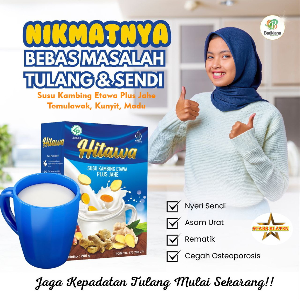 

Hitawa Susu Kambing Etawa Bubuk Plus Jahe-Kunyit-Temulawak-Madu