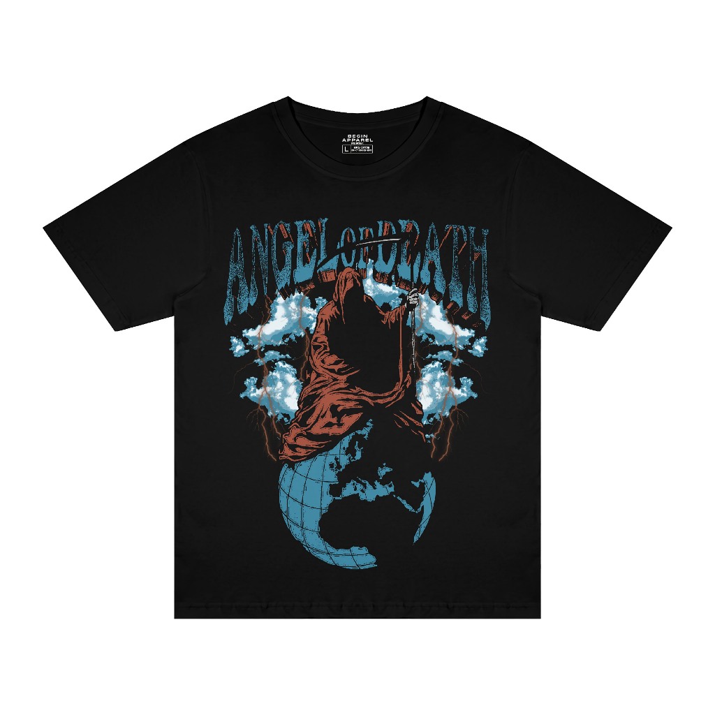 Kaos Distro Hitam Angel of Death Cotton Combed Premium BGNAPPRL