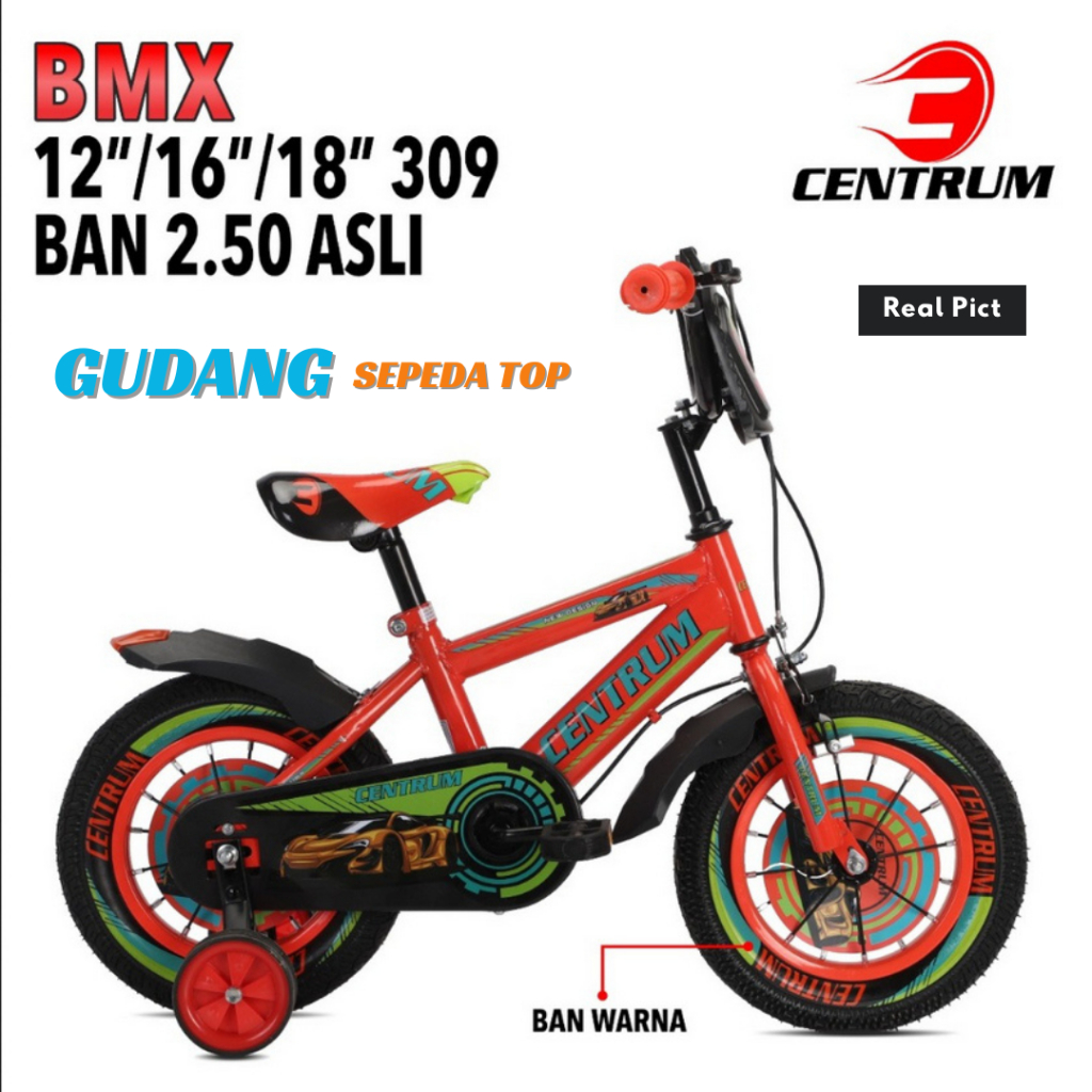 Sepeda Anak Laki Laki 12 inch Bmx Centrum 309 Ban Pompa 2.50