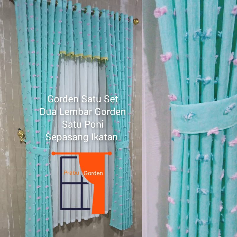 Gorden Rumah Satu Set Poni Atas Pintu Rumbai Kristal Biru Tosca