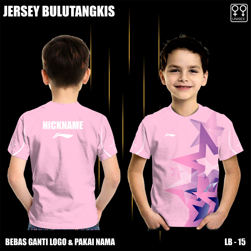 Jersey anak kaos bulutangkis baju badminton lining bintang