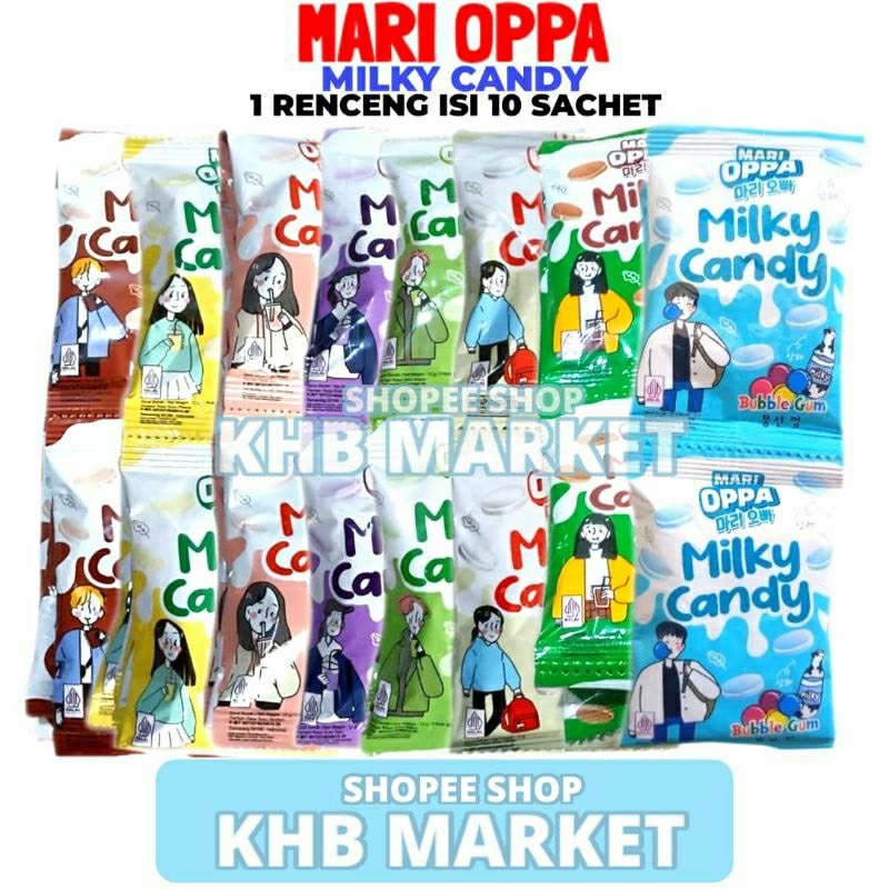 

Mari Oppa Milky Candy 1 Renceng Isi 10 Sachet