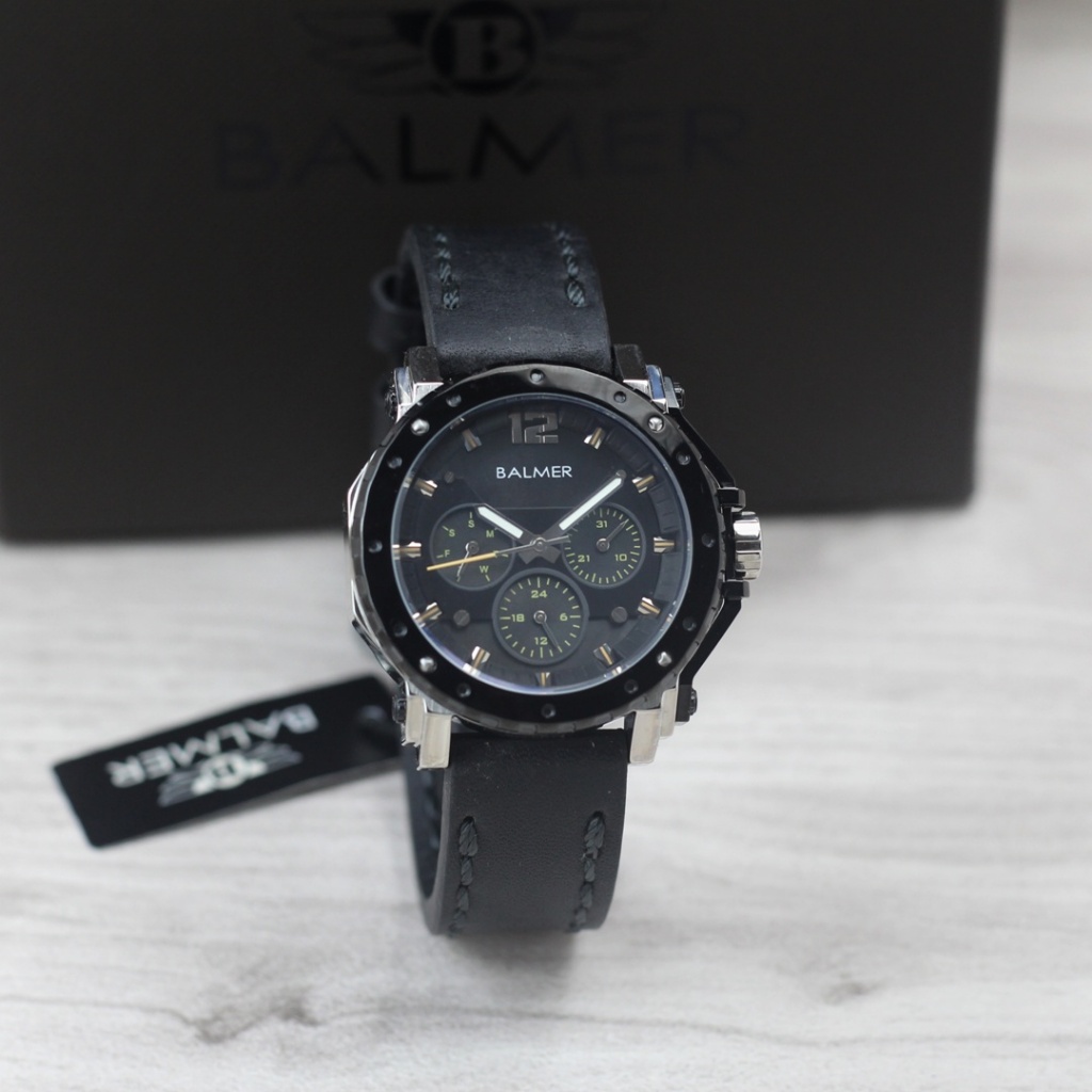 Jam tangan Wanita Balmer 7935 tali kulit tanggal chrono aktif sport original