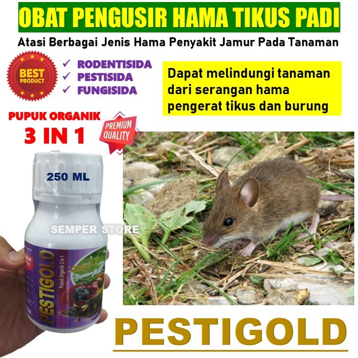 Obat Semprot Pengusir Tikus Sawah PESTIGOLD 250ML Rodentisida Alami Pupuk Organik 3 in 1 Paling Ampu