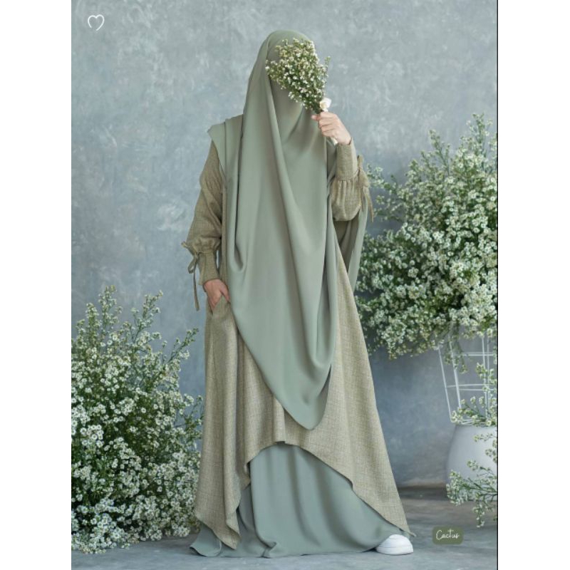 (NWT) PALMA SERIES BY MAHIRA INDONESIA WARNA CACTUS | Gamis | Gamis Premium | Gamis Syar'i | Gamis M