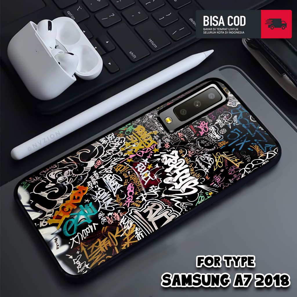 Case SAMSUNG A7 2018 - Casing SAMSUNG A7 2018 - MOTIF GRAFFITI - Hardcase Premium Glossy - Casing - 
