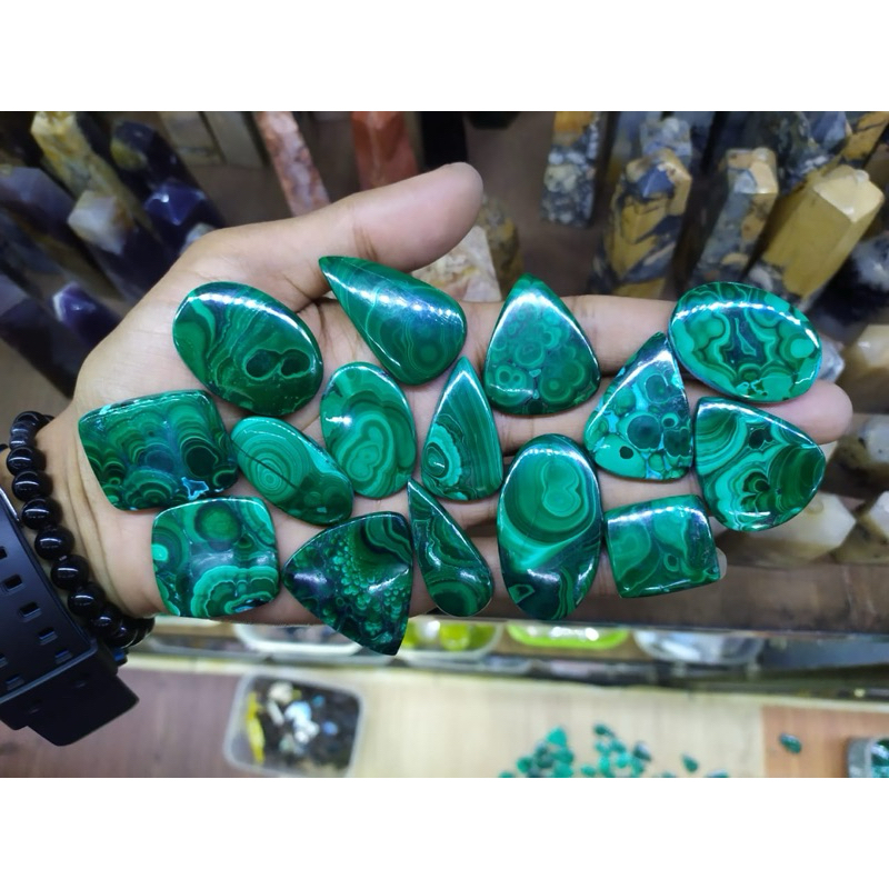 natural malachite cabochon