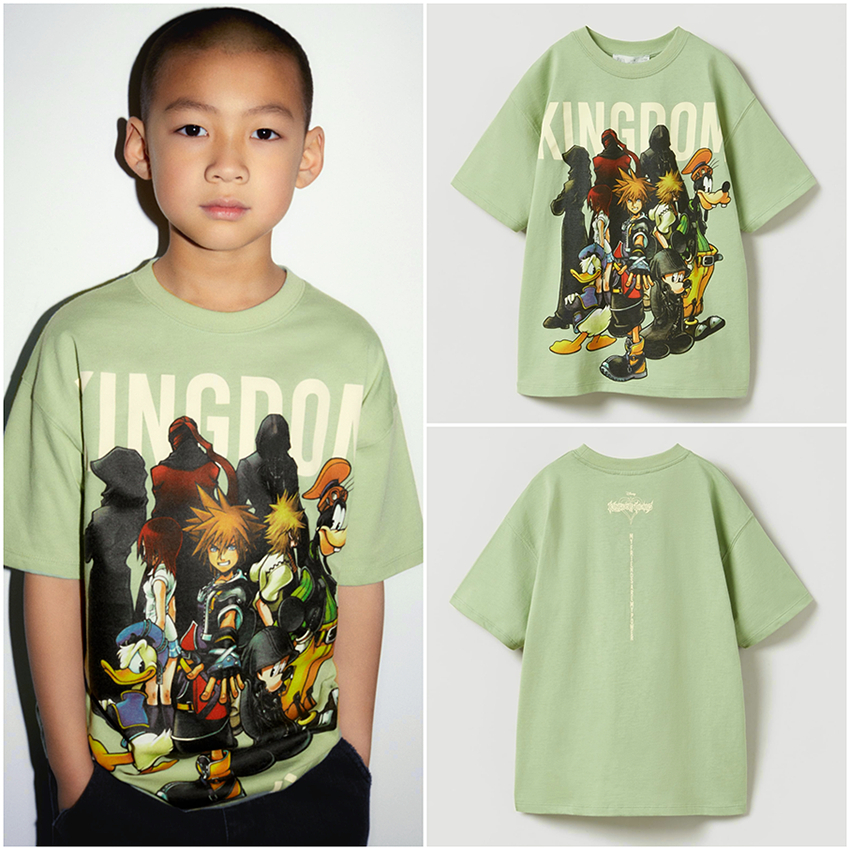 Kaos Anak Hijau Sage Motif Karakter