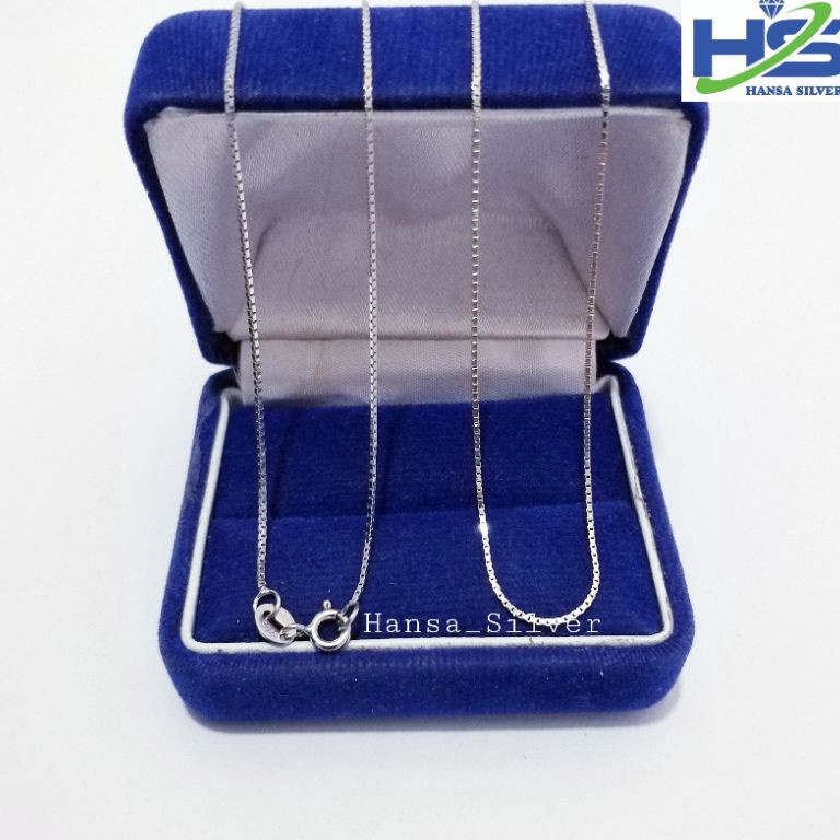Kirim sekarang Kalung Perak Pria Wanita Silver Asli 925 Lapis Emas Putih Italy Kaca Tipis  Kalung Pr