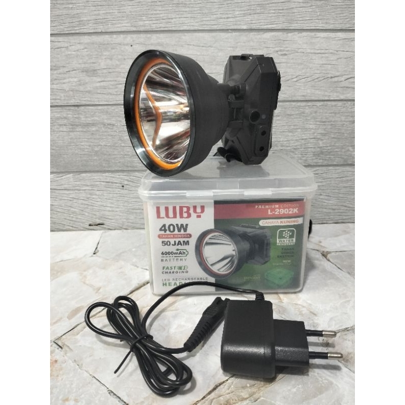 senter kepala luby l-2902K cahaya kuning 40watt tahan selama 50 jam