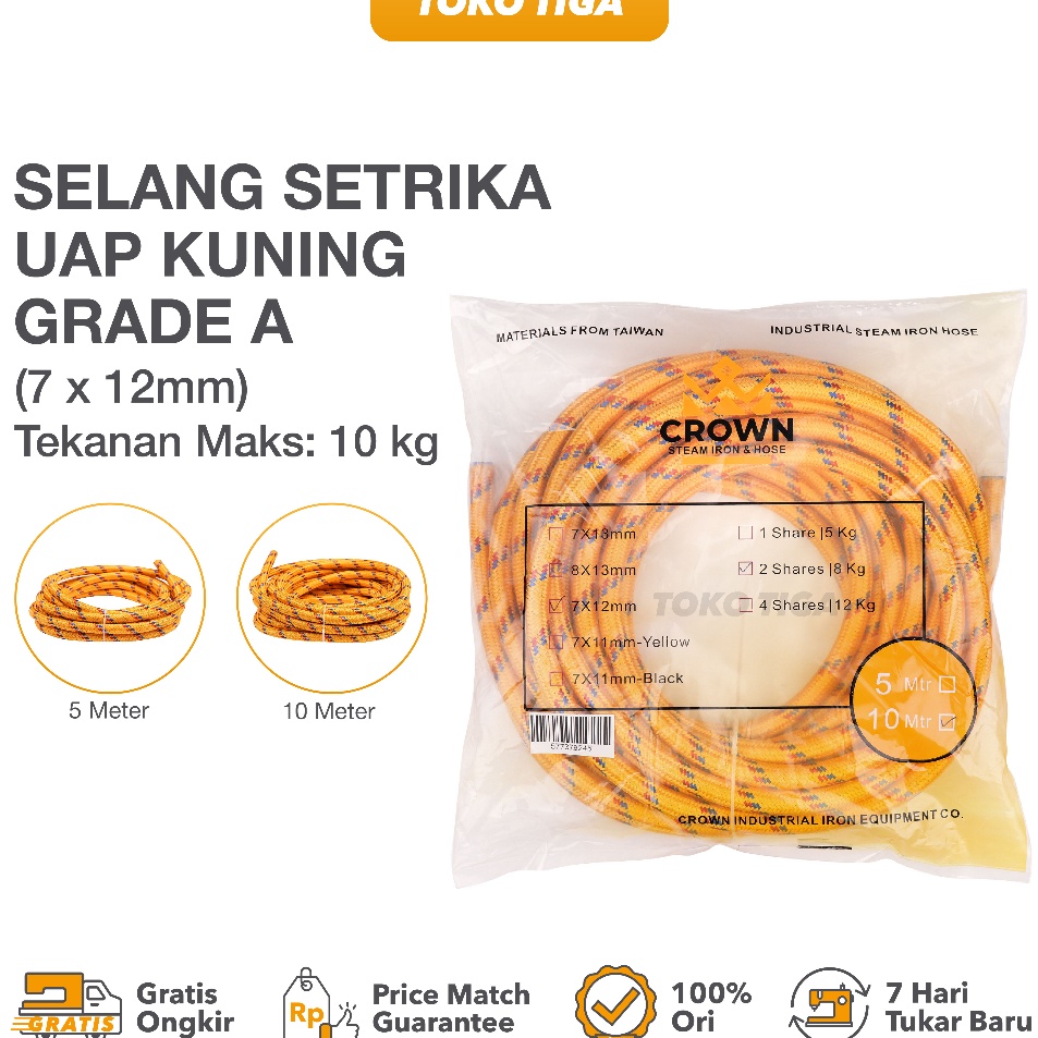 Ptm Selang Setrika Uap Boiler Kuning Grade A