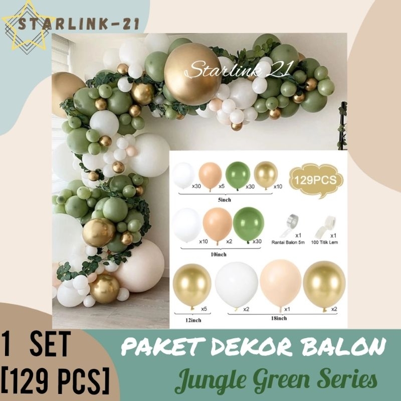 [StarDecor] PAKET DEKOR BALON JUNGLE GREEN | Paket Balon Ultah Baby Shower Aqiqah