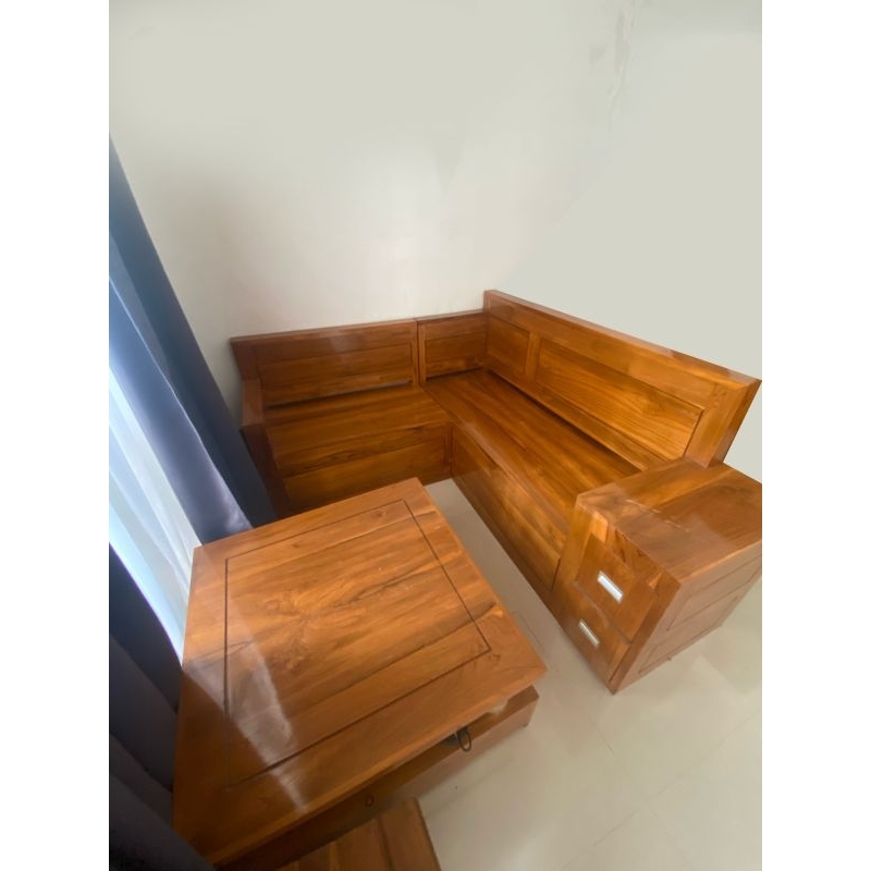 Sofa Kayu Sudut Jati Minimalis