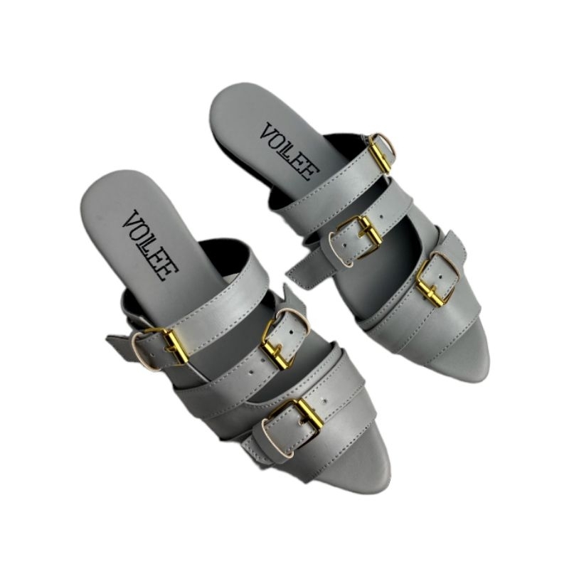 Volleecomp - Sandal Flat Jolie Grey Mules Wanita