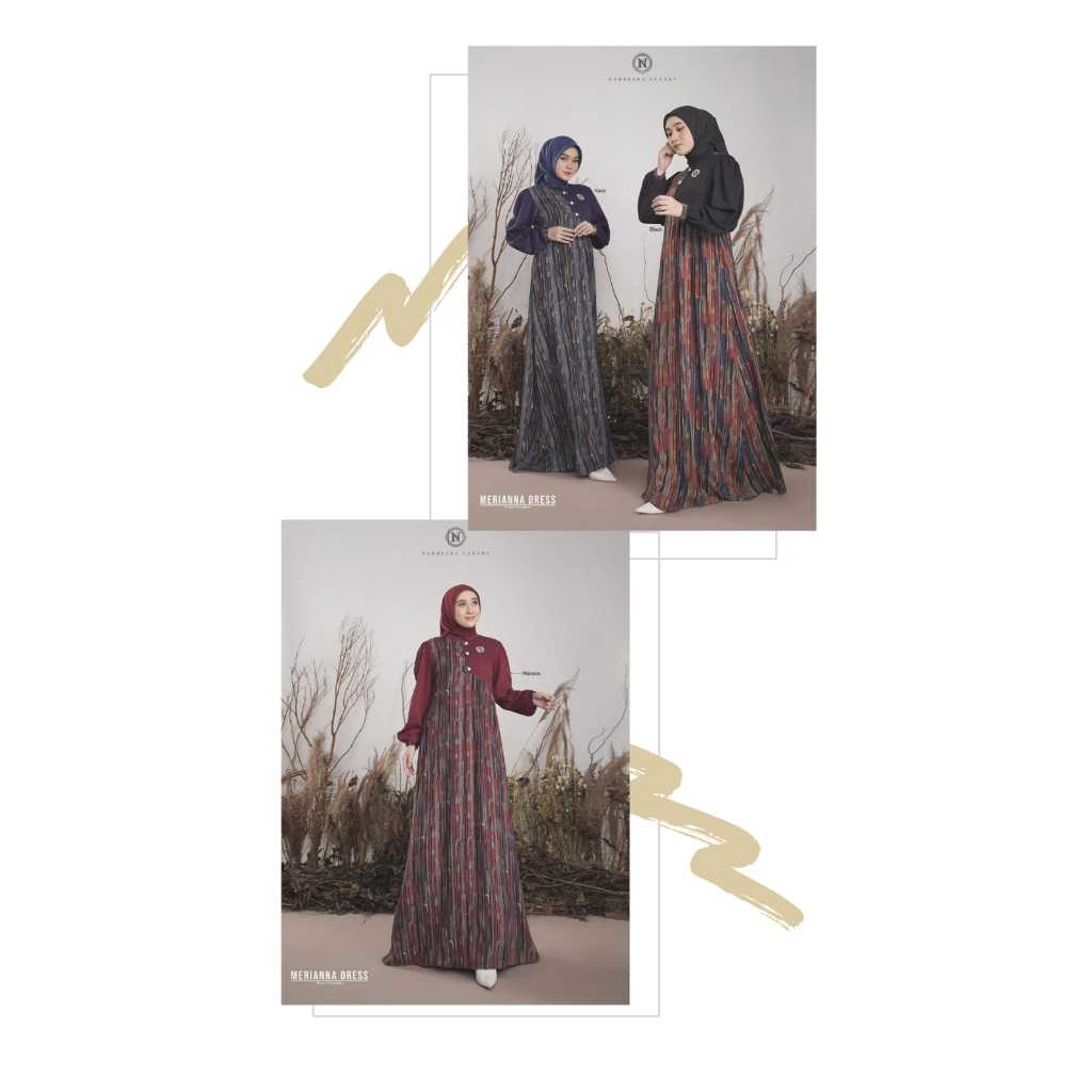 (READY) BAJU TERBARU MARIANNA DRESS BY NADHEERA LUXURY GAMIS NADHEERA TERBARU 2024