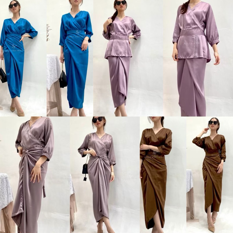 SET NAURA ROK LILIT SATIN DAN BLOUSE KIMONO / BAJU OUTFIT KONDANGAN  / BAJU WANITA 1 SET / ATASAN WA