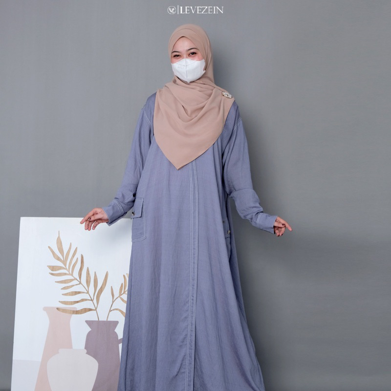 Granada Abaya Syar’i Cargo Polo Linen By Levezein