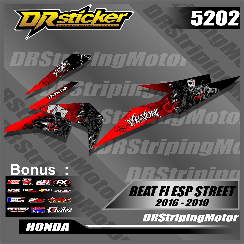 5202 VIRAL STIKER STICKER MOTOR BEAT ESP 2016 2019 VARIASI STRIPING BEAT STREET DESAIN VENOM