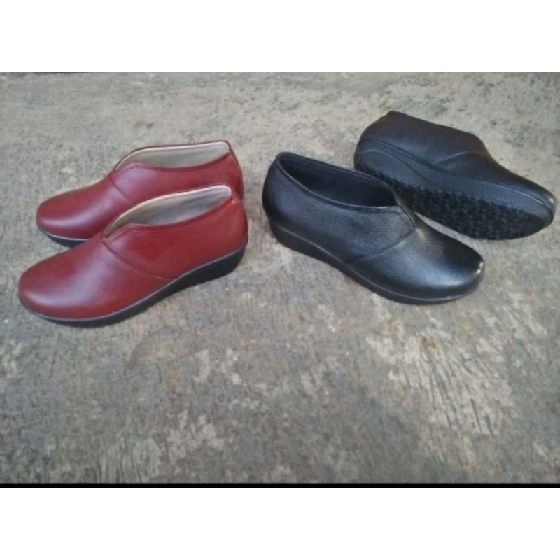 Sepatu kulit wanita sepatu wedges kulit premium sepatu formal wanita