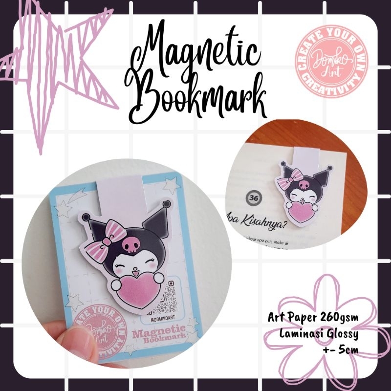 

Magnetic Bookmark / Pembatas Buku Magnet Cartoon Kuromi Little Love