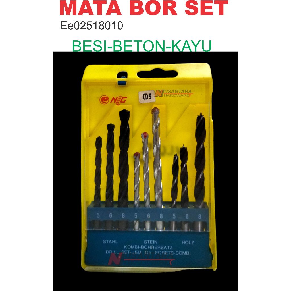 mata bor set kompinasi,mata bor kayu,mata bor beton, mata bor besi set,mata bor nlg set