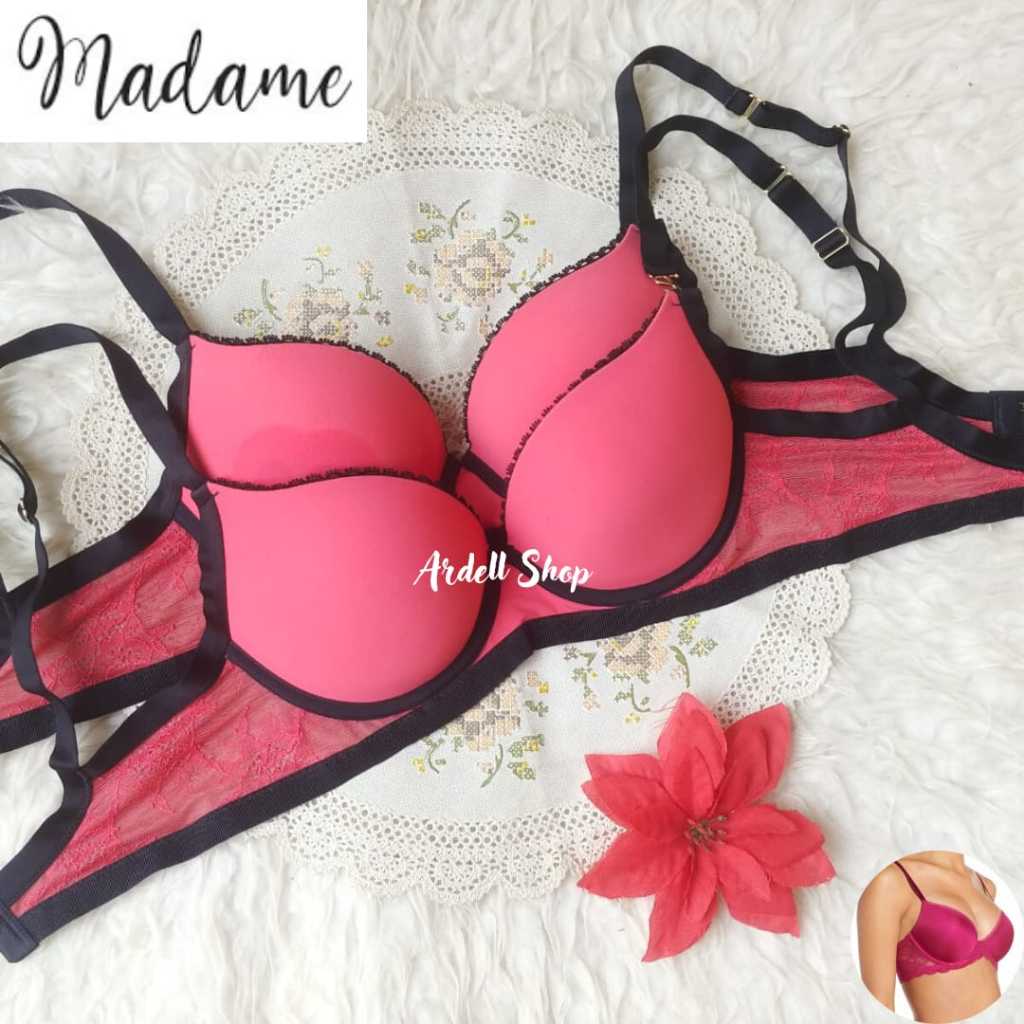 CM PUSHUP BRA WANITA KAWAT MADAME CUP POLOS RENDA 32A 32B CPR