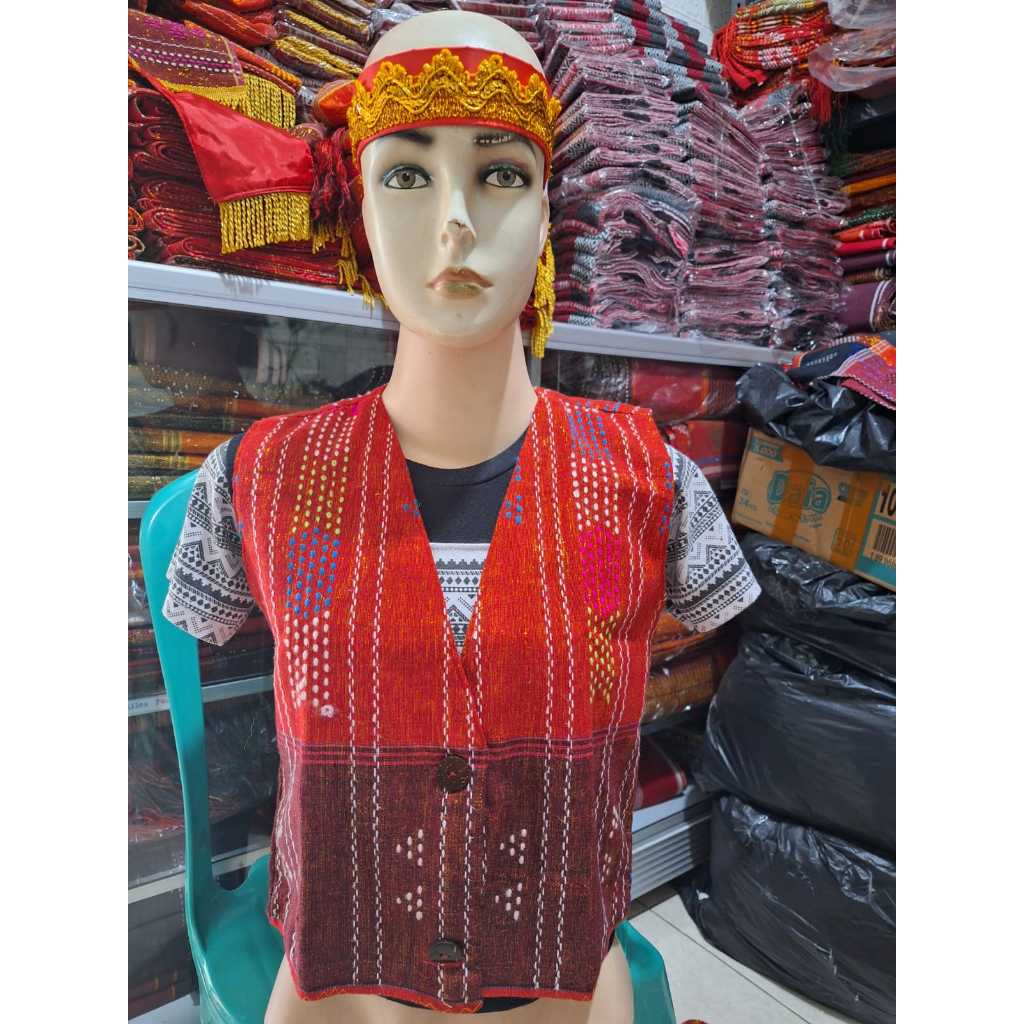 paket rompi ulos dan sortali batak - rompi sadum - ikat kepala batak