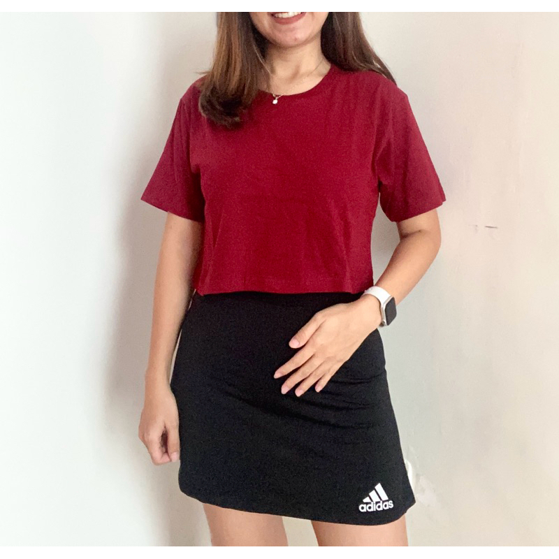 Kaos polos crop top oversize combads 30s - Maroon | Kaos polos wanita | Kaos crop top | Baju kekinia
