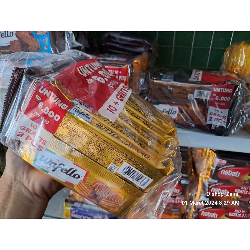 

Wafer WAFELLO 1 pack, isi 10 GRATIS 2 pcs, PROMO Murah