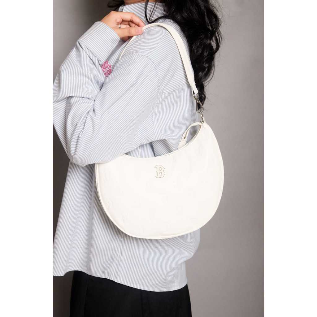 MLB FULL WHITE LEATHER HOBO BAG