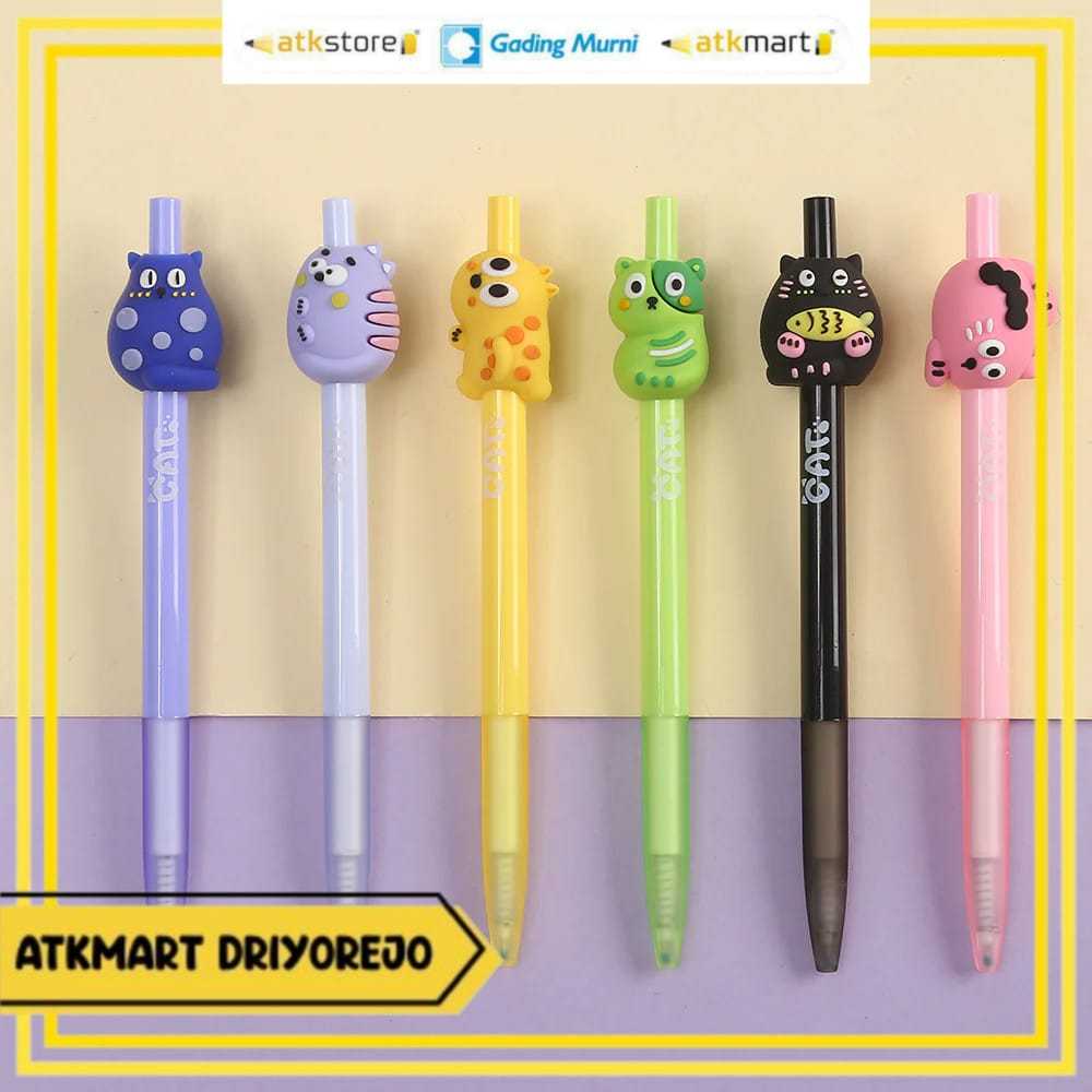 

(1 PCS) SOFUN BALLPOINT CLICK GEL ZF3659-1 CAT KARAKTER KUCING -PULPEN - BULPEN - GEL PEN